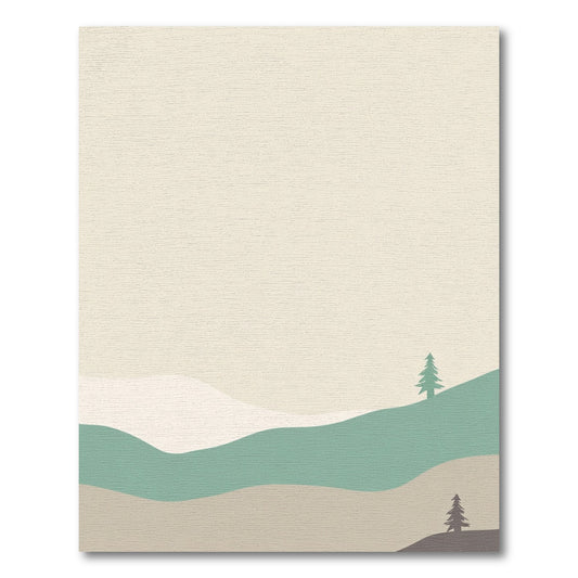 Earthy Green Hillside Landscape Trees Rug