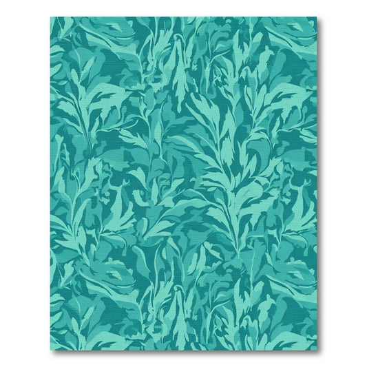 Teal Abstract Lush Foliage Rug