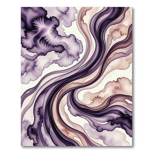Fluid Violet and Blush Abstract Swirl Rug