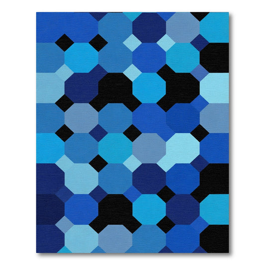 Deep Blue Octagon Mosaic Rug