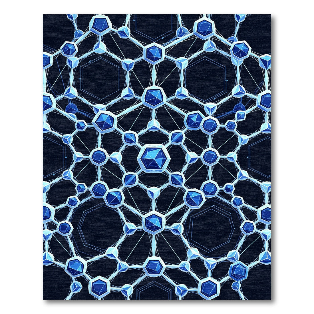 Deep Blue Crystal Hexagonal Network Rug