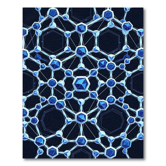 Deep Blue Crystal Hexagonal Network Rug