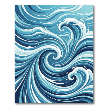 Abstract Swirling Indigo Ocean Wave Rug