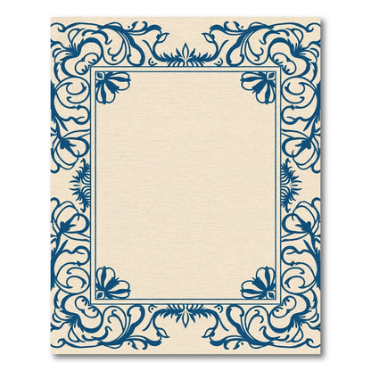 Sophisticated Navy Scrollwork Border Rug