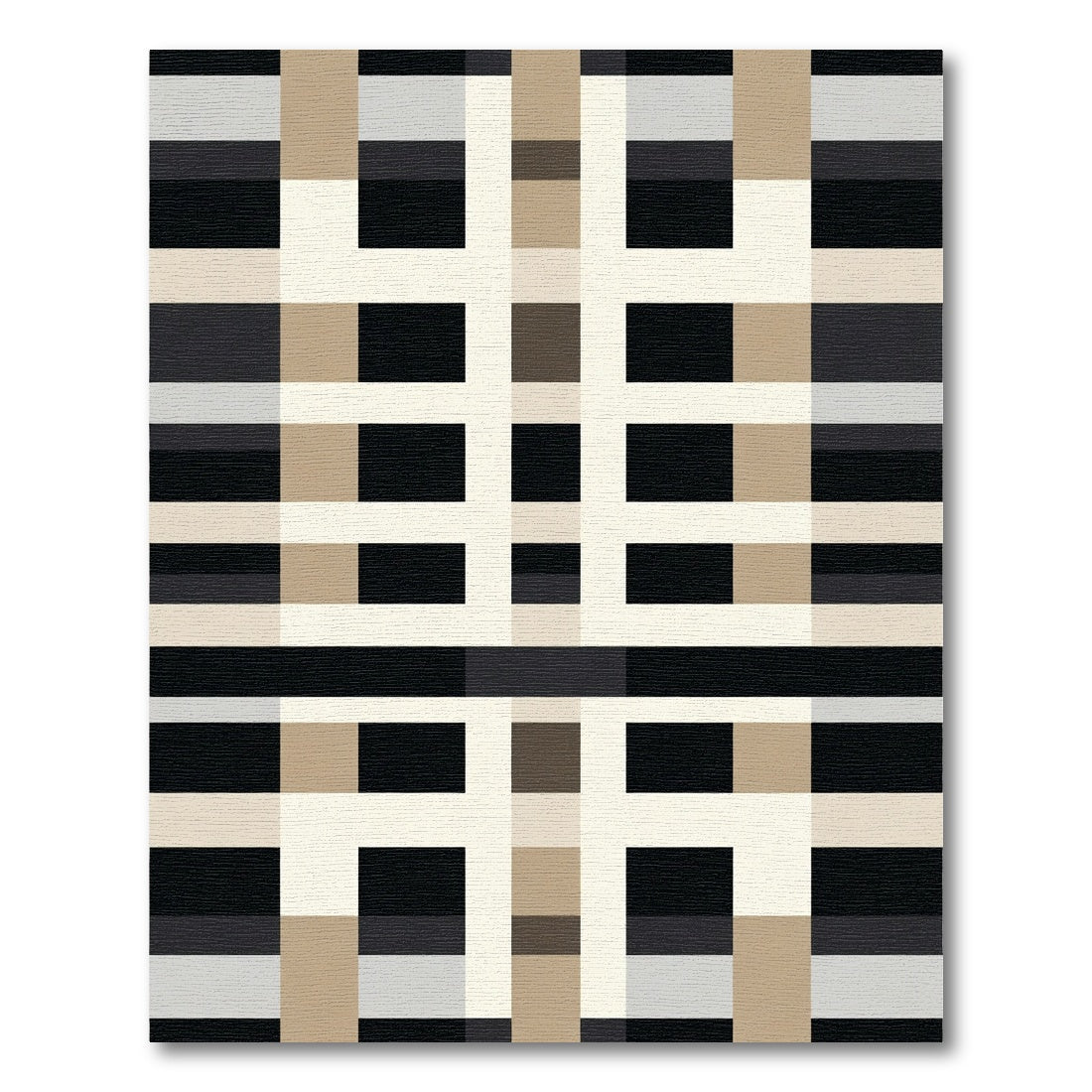 Neutral Toned Geometric Plaid Rug
