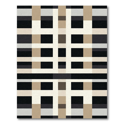 Neutral Toned Geometric Plaid Rug