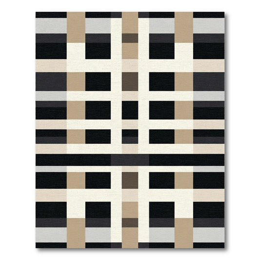 Neutral Toned Geometric Plaid Rug