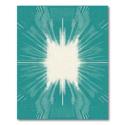 Teal White Starburst Radial Rug