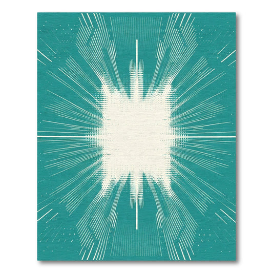 Teal White Starburst Radial Rug