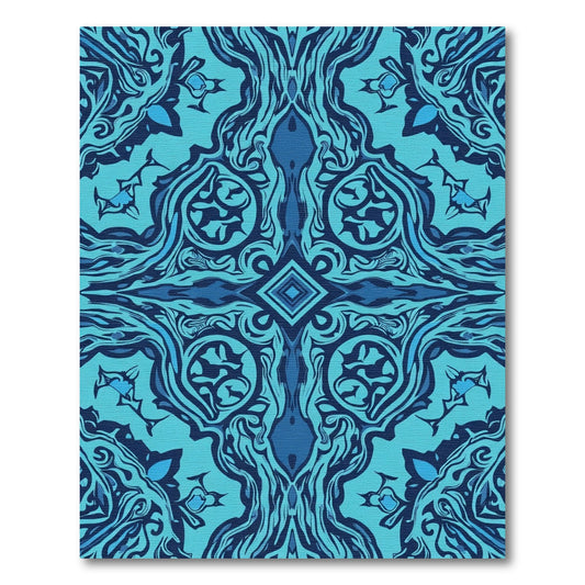 Deep Blue Symmetrical Abstract Swirl Rug