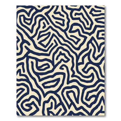 Navy Blue Organic Lines Rug