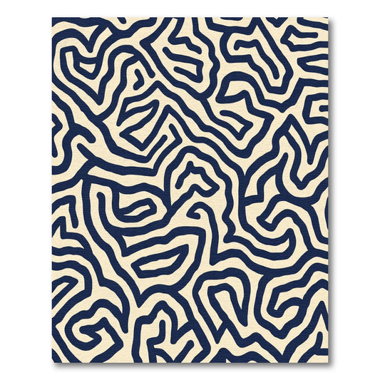 Navy Blue Organic Lines Rug