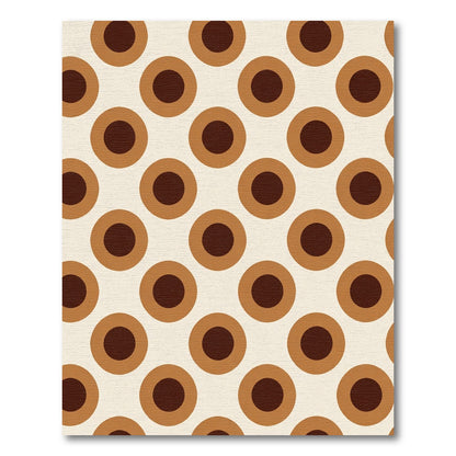 Retro Tan Concentric Circle Rug