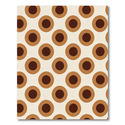 Retro Tan Concentric Circle Rug