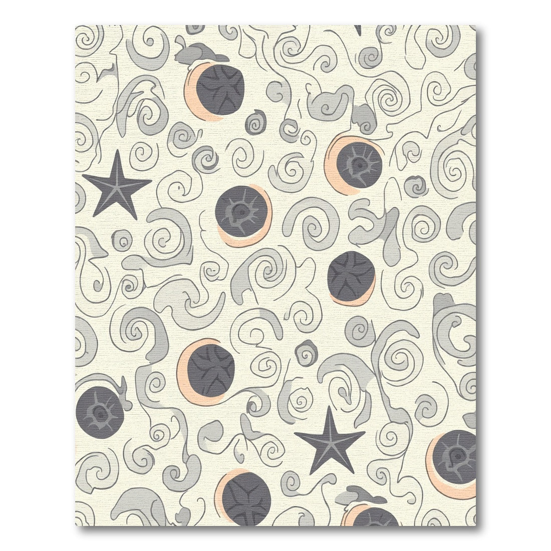 Cream Gray Star Swirl Lunar Rug