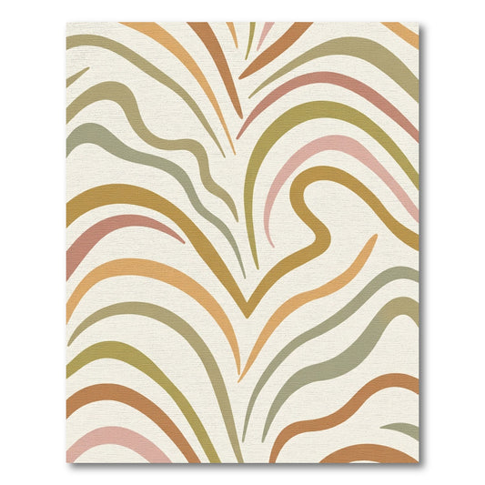 Earthy Abstract Curved Stripe Rug