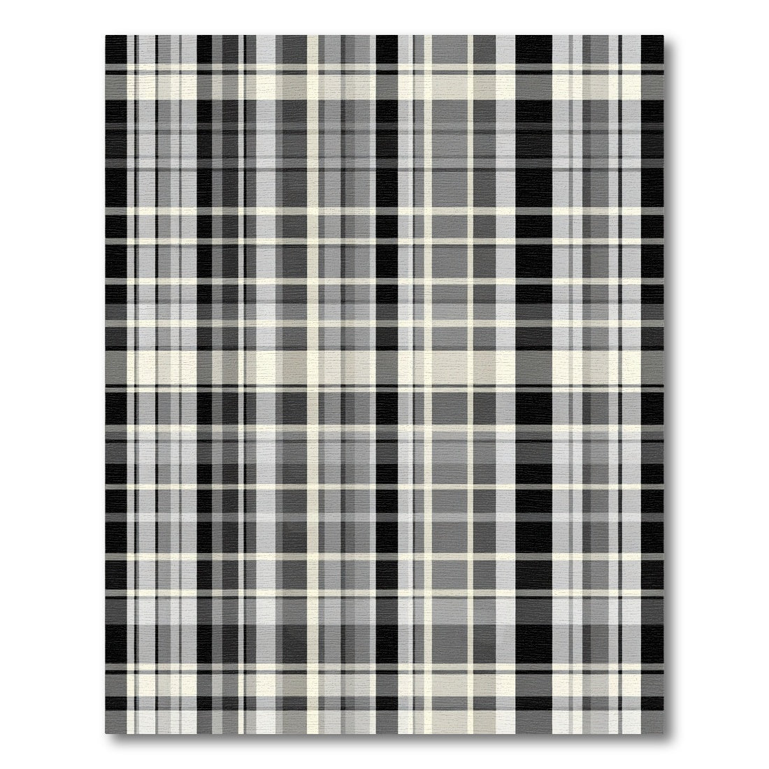 Monochromatic Plaid Intersecting Lines Fabric Rug