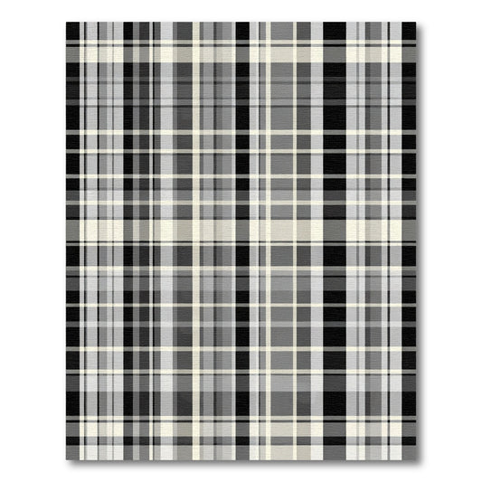 Monochromatic Plaid Intersecting Lines Fabric Rug
