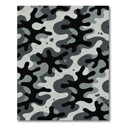 Monochromatic Urban Camouflage Abstract Texture Rug