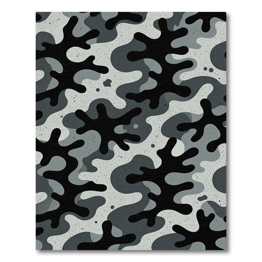 Monochromatic Urban Camouflage Abstract Texture Rug