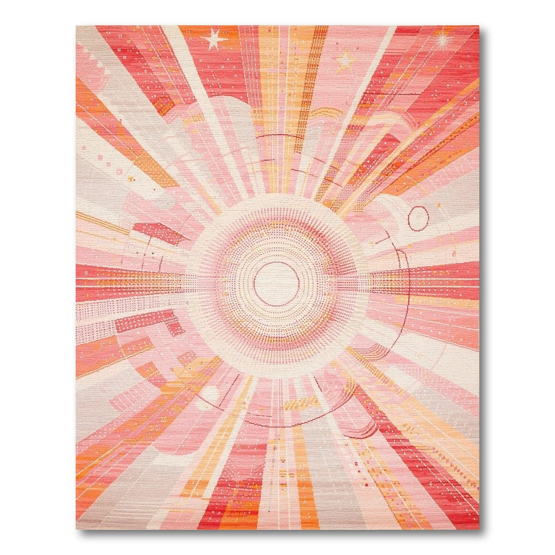 Vibrant Pink Radiant Starburst Geometric Rug