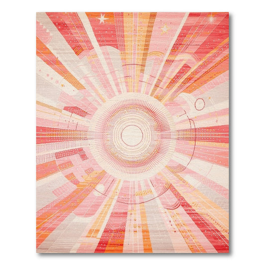 Vibrant Pink Radiant Starburst Geometric Rug