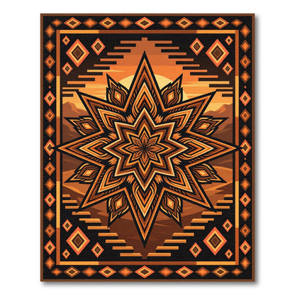 Amber Celestial Geometric Sunburst Medallion Rug