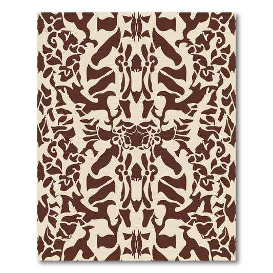 Rich Brown Rococo Floral Arabesque Rug