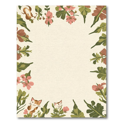 Sweet Pink Floral Whimsical Cat Rug