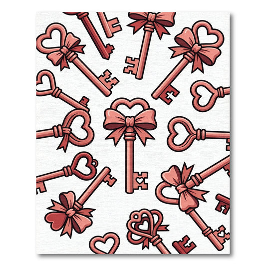 Rose Gold Bow Heart Key Arrangement Rug