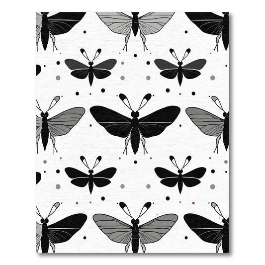 Monochromatic Butterfly Garden Dots Rug