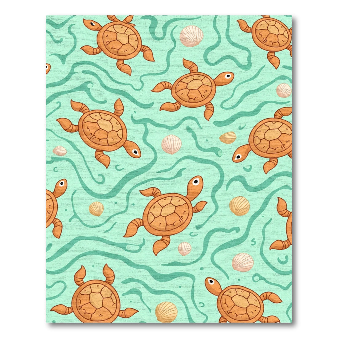 Whimsical Orange Turtles Sea Swirl Rug