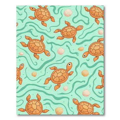Whimsical Orange Turtles Sea Swirl Rug