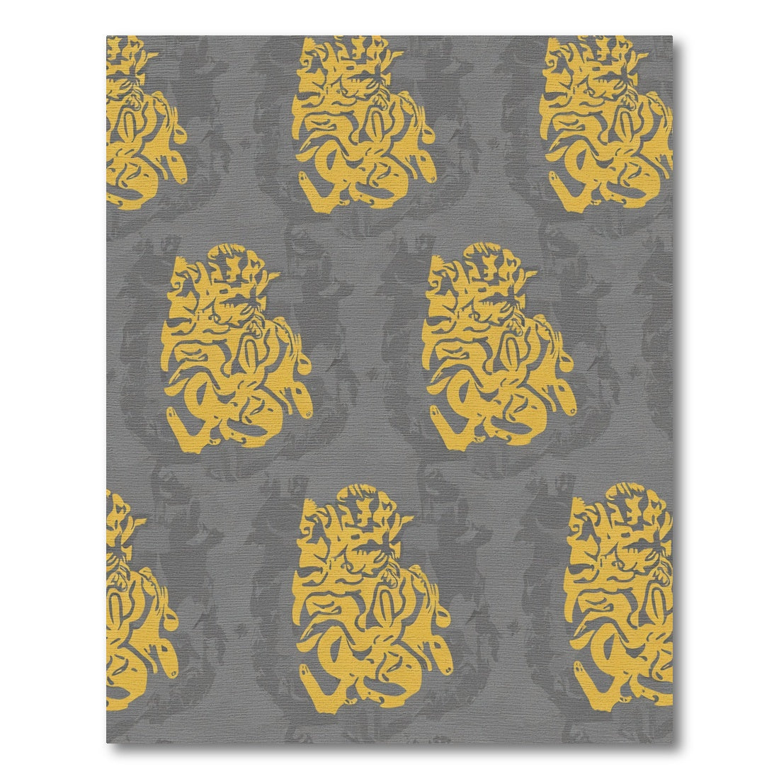 Golden Abstract Organic Forms Rug