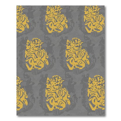 Golden Abstract Organic Forms Rug