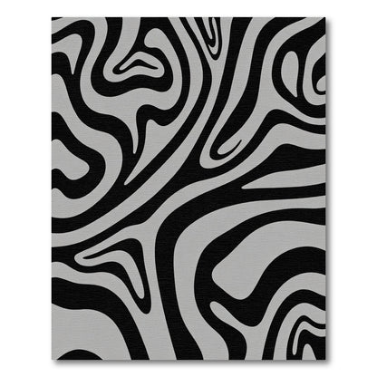 Black Gray Abstract Swirl Rug