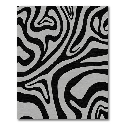 Black Gray Abstract Swirl Rug