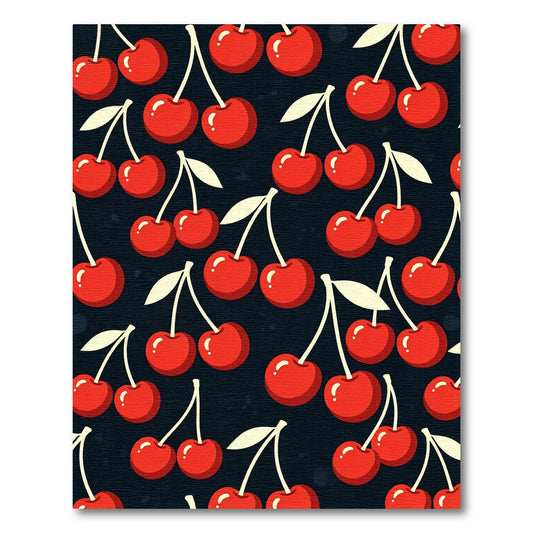 Playful Retro Red Cherry Illustration Rug