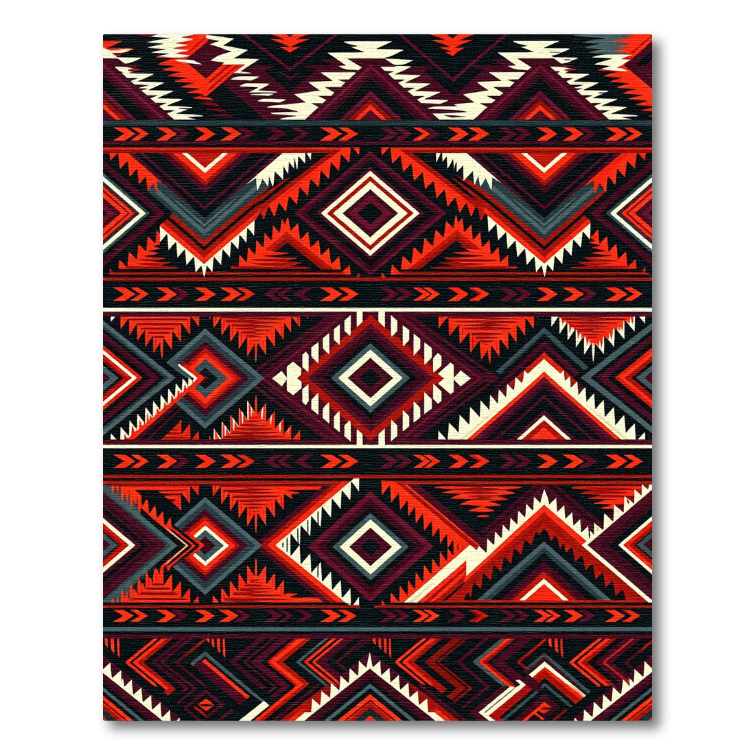 Bold Red Geometric Tribal Diamond Rug