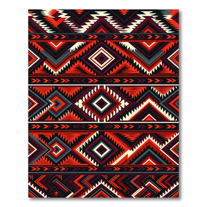 Bold Red Geometric Tribal Diamond Rug