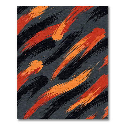 Bold Red Orange Brush Stroke Rug