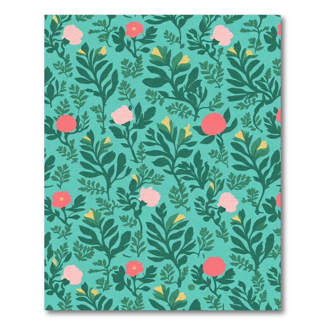 Aqua Tropical Floral Foliage Rug