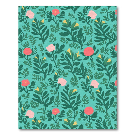 Aqua Tropical Floral Foliage Rug