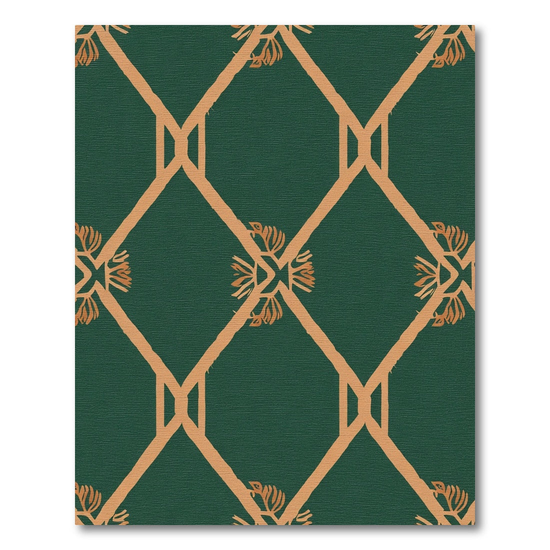 Emerald Orange Geometric Floral Lattice Rug