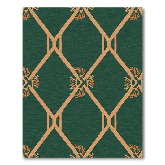 Emerald Orange Geometric Floral Lattice Rug