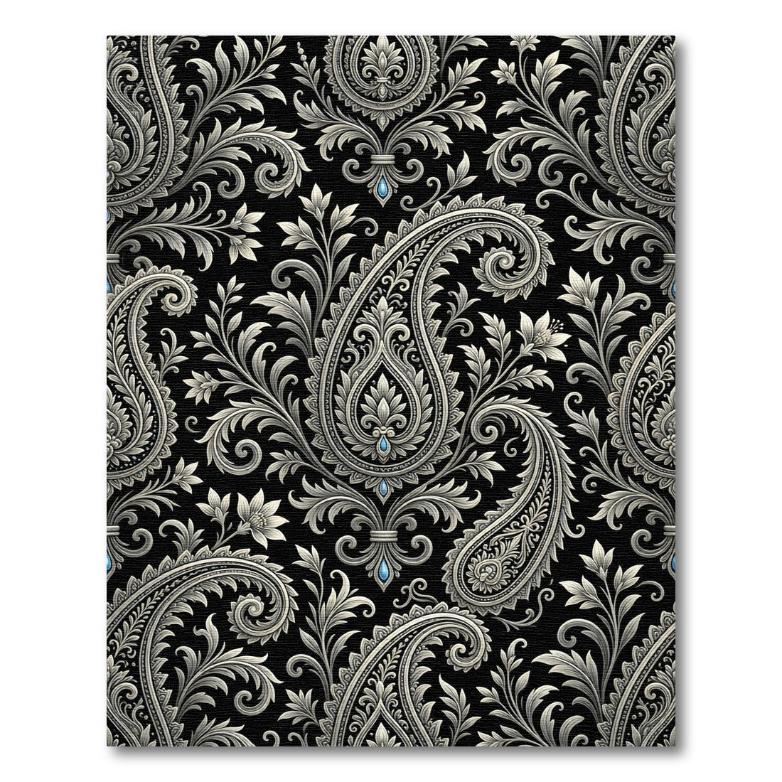 Ornate Gray Paisley Floral Garden Rug