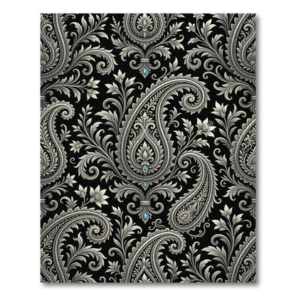 Ornate Gray Paisley Floral Garden Rug