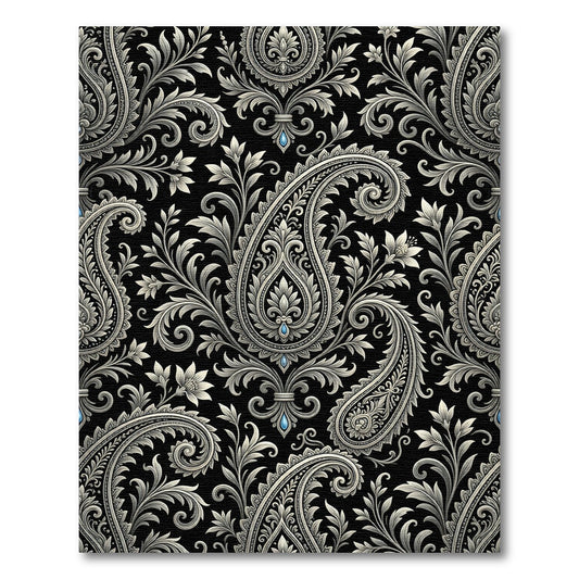 Ornate Gray Paisley Floral Garden Rug