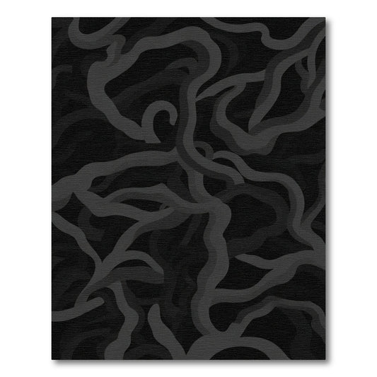 Dark Gray Organic Swirl Abstraction Rug