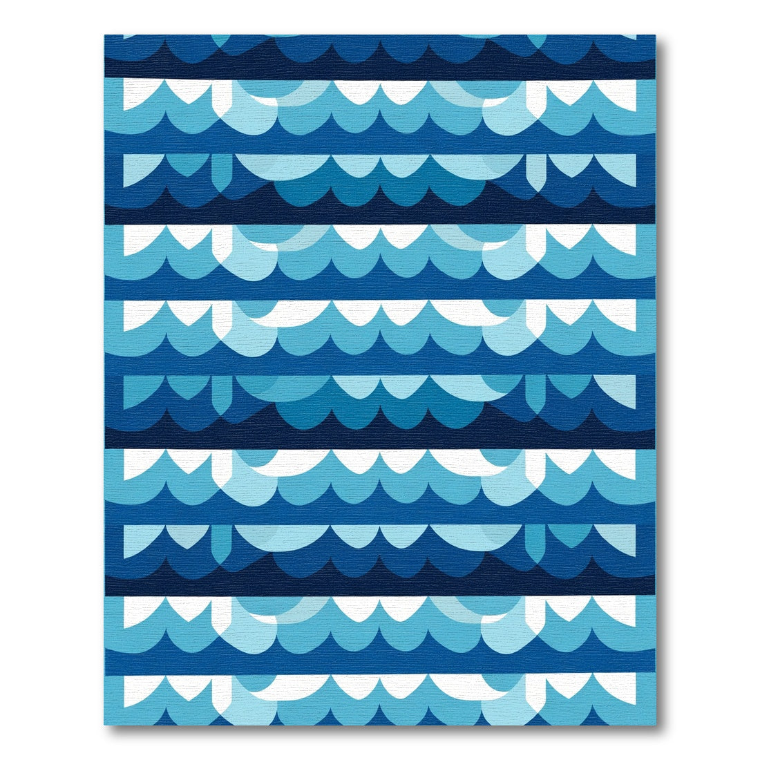 Modern Blue Ocean Waves Rug